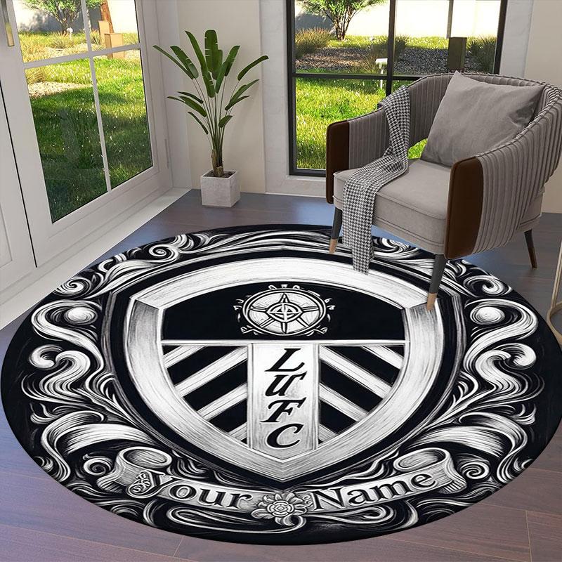 Leeds United Custom Name Round Area Rug,Carpet Rug for Living Room Bedroom Sofa Playroom Decor,Non-slip Floor Mat
