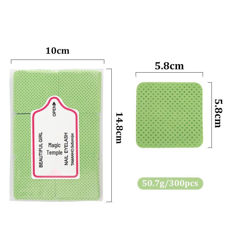 300-Piece Nail Polish & Glue Remover Pads: Non-Woven Square Cotton Wipes for Nails & Eyelash Extensions
