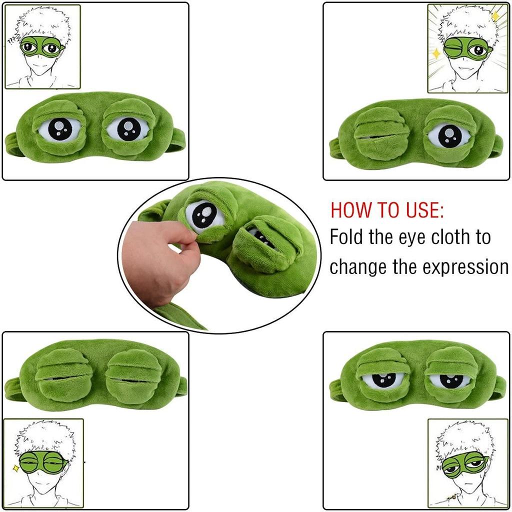 3D Frog Sleep Mask Natural Sleeping Eyeshade Women Men Creative Cartoon Soft Portable Blindfold Travel Office Eyepatch