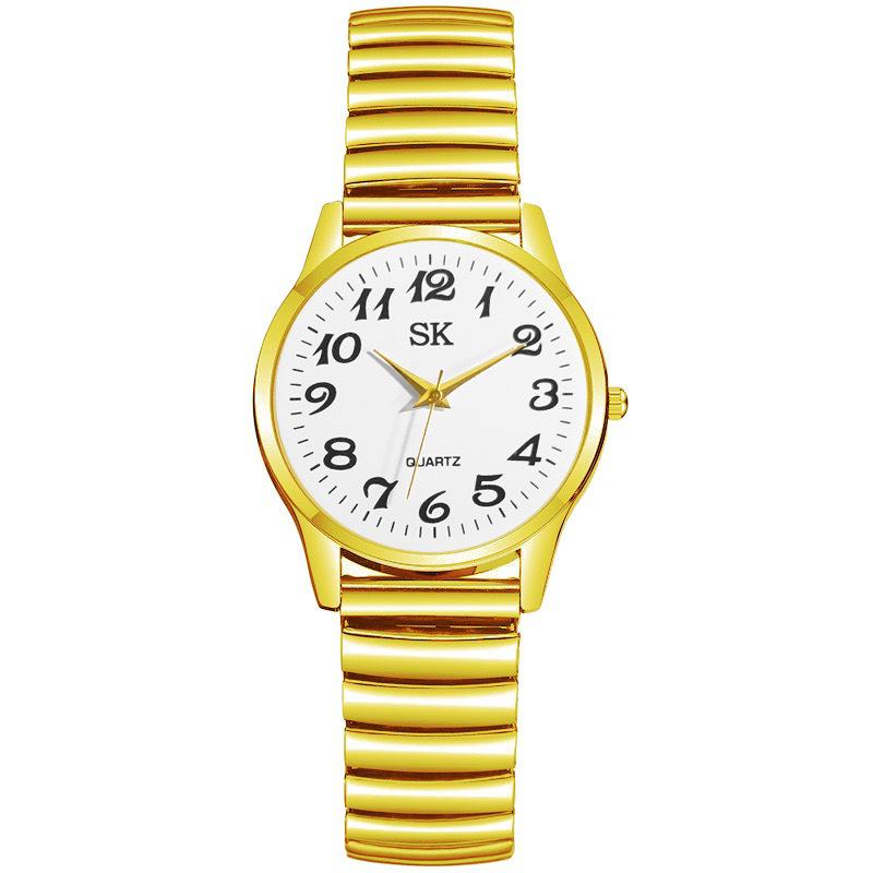 Classic Large Dial Quartz Wristwatch with Elastic Band for Seniors - Perfect Father's Day Gift.