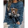 Womens Round Neck Pullover Sweatshirt With 3D Christmas Tree Print Casual Comfort Fit 2025