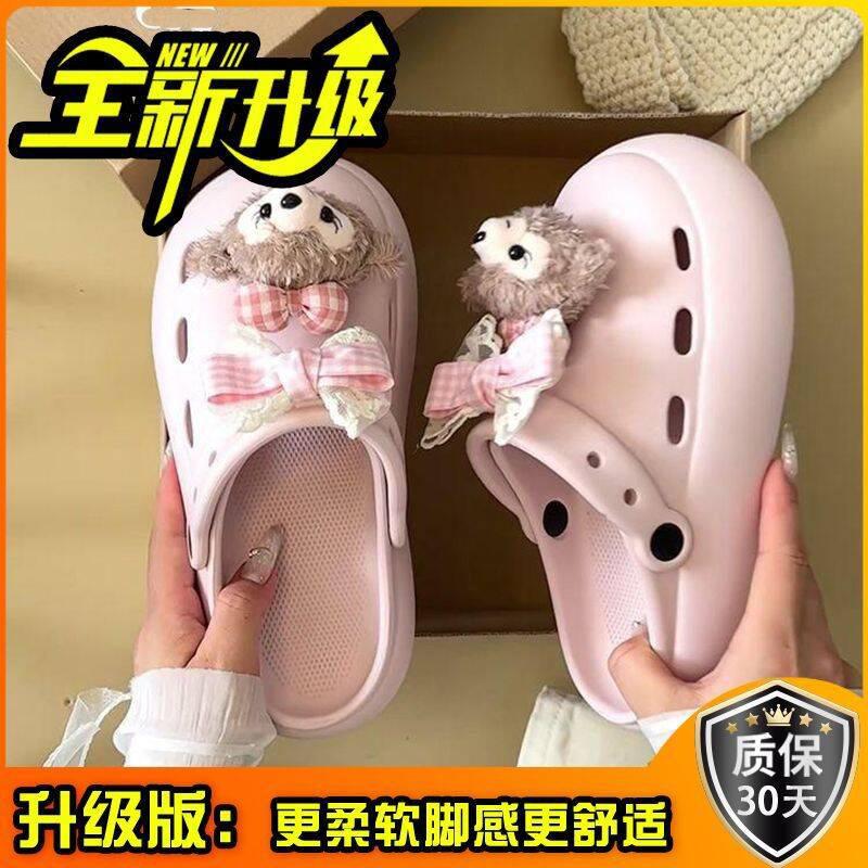 SSBL Bow Sydney Bag Head Half Slippers Women's Outer Wear 2025 Spring and Summer New Hole Shoes Two Wear Sandals