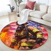 Train and Firefighter Pattern Round rug,Carpet Rug for Living Room Bedroom Sofa Playroom Decor,Non-slip Floor Mat,Holiday Gifts and Birthday Gifts.