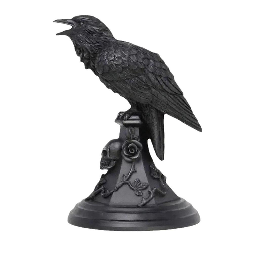 A58Z 2X Halloween Gothic Crow Bat Candlestick Desk Ornaments Resin Candle Holder Animal Statue Figurines
