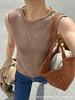 Women's Retro Red Round Neck Hollowed Knit Vest - Summer Sleeveless Style