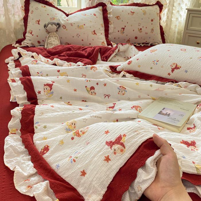 2025 Cloud-Feel Cotton Lace Summer Quilt Set, Machine Washable - Cool & Lightweight for Air Conditioning (Single/Double)