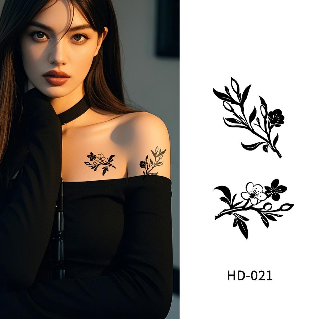 Cross Border New Item Dark Butterfly Tattoo Sticker Sexy Half Arm Flower Collarbone Decoration High-end Feeling