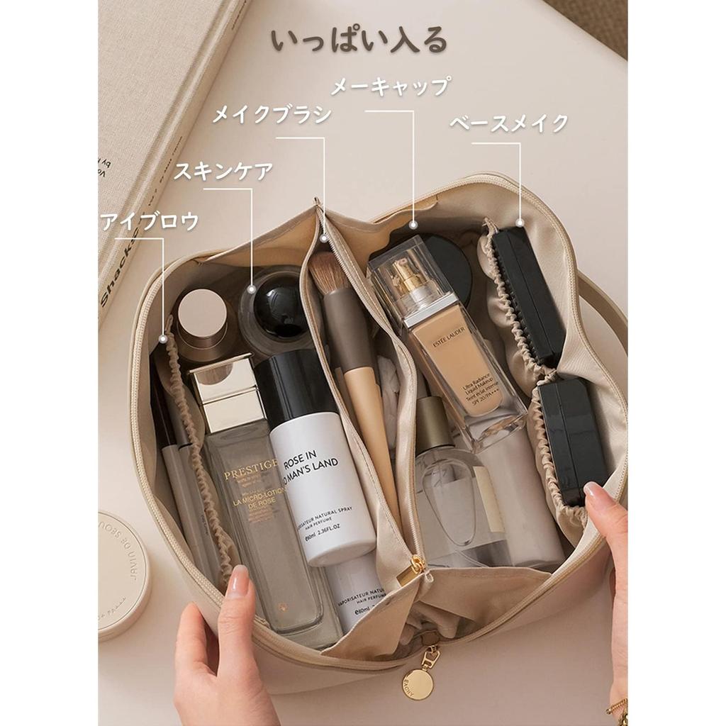 NEOVIVA Large Capacity Makeup Cosmetic Travel Makeup Cosmetic Storage Pouch, Pouch, Pouch, Bag, Waterproof, Lightweight, Creme…