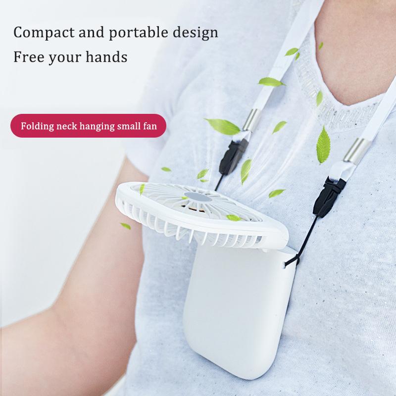 USB Charging Portable Neck Hanging Fan, Handheld Small Fan, Outdoor Mini Folding Fan, Office Desktop Stand Small Fan