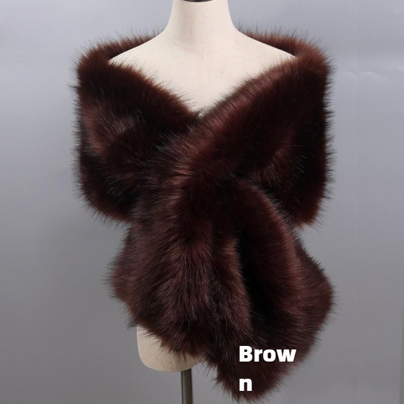 Autunno Inverno di Alta Qualità Lungo Nuovo Pelliccia Sintetica Capelli di Volpe Abito da Sposa da Sera Ispessito Scialle Grande Mantella sciarpa Sciarpa da Donna