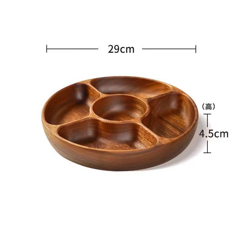 Walnut Wood Round 5-Compartment Serving Tray