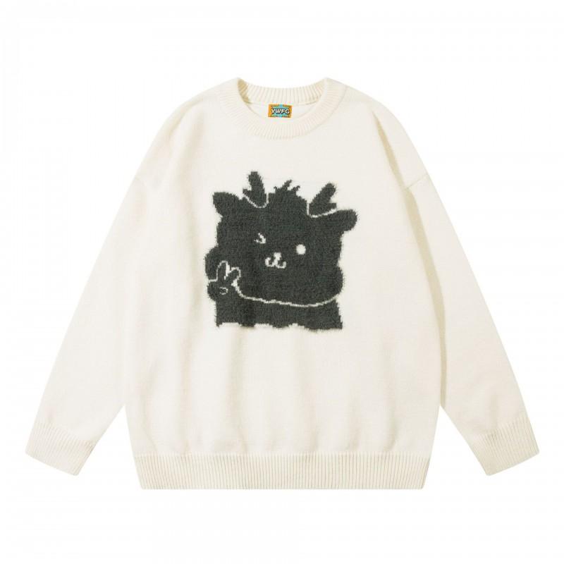 Kids Winter Knit Sweater Boys Girls Red Festive Design Loose Fit Round Neck Acrylic Warm Pullover