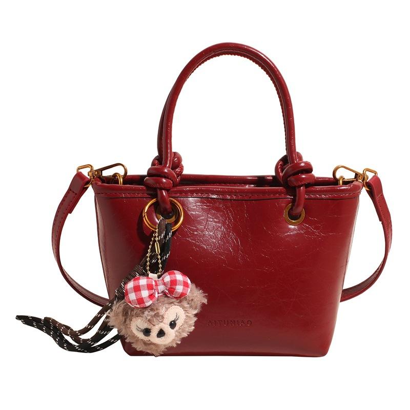 New Autumn and Winter Maillard Bag Women's Retro Versatile Hand Carry Shoulder Messenger Bag Bucket Bag