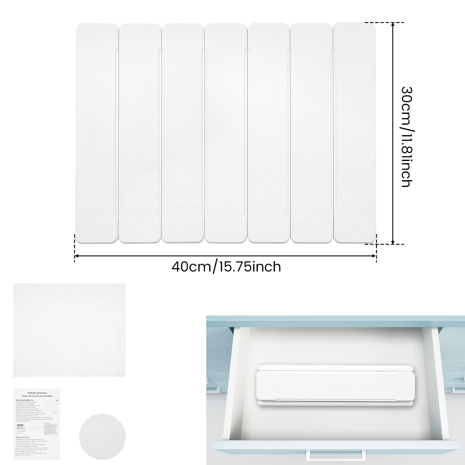 

Stone Drying Mat Foldable Stone Dish Drying Mat Nonslip Stone Drying Pad Reusable Dish Drainer Mat Stone Kitchen Drying Mat 30x40 cm білий