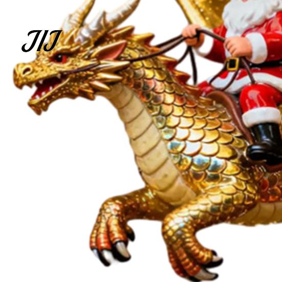 Novelty Festive Wall Decorations 2Pcs Santa Dragon Rider Christmas Ornament, 2D Acrylic Flying Handcrafted Hanging Ornaments Claus Decor, Tree