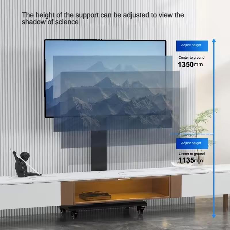 BEISHI Mobile TV Cart for 26-65 Inch TVs up to 110lbs Height Adjustable Shelf Rolling Floor Stand with Wheels VESA 600x400mm
