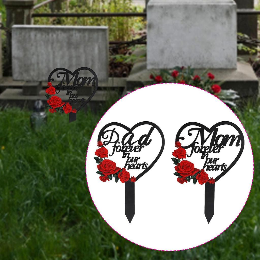 Memorial Grave Marker Cemetery Decoration Remembrance Waterproof Burial Garden Stake for Anniversary Backyard Sign Party Lawn