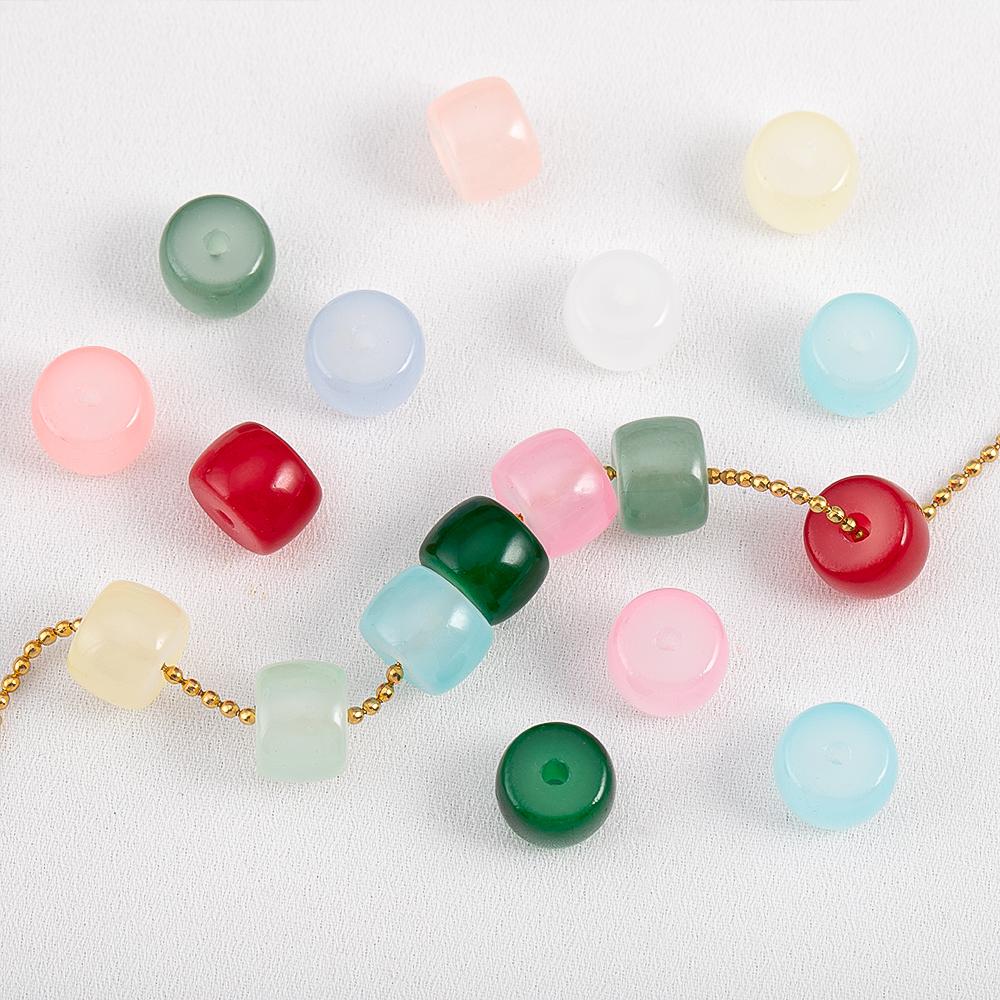 120pcs 8.5mm Colorful Glass Apple Beads Flat Round Cylindrical Spacer Bead DIY Craft Necklaces Bracelet Jewelry Making Materials