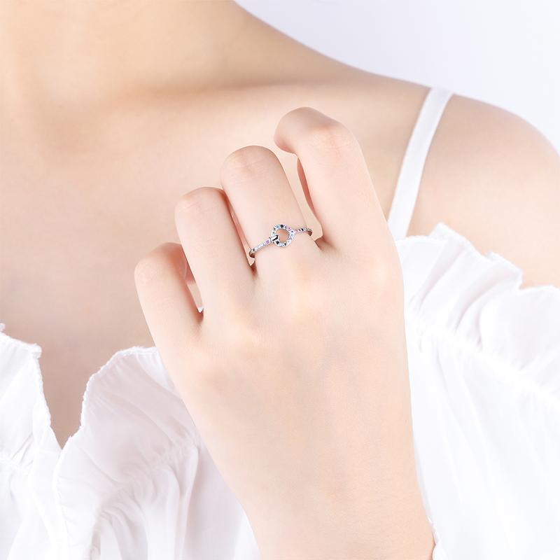 Creative Love Shape S925 Silver Ring for Women's Simple Colorful Zircon Ring Jewelry Anniversary Gift Sterling Silver Jewelry
