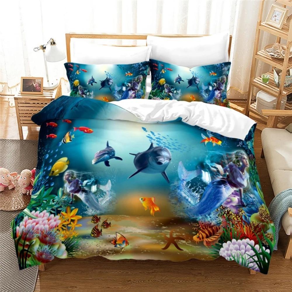 Ocean Style Bedding Set Animal Duvet Cover Pillowcase Children's and Teenagers' Bedding Single and Double Size Gifts