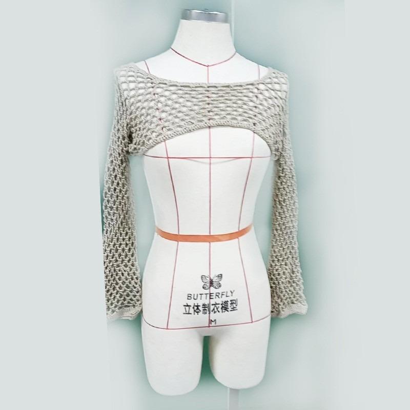 Women's Cover Ups Fall Women's Hand Hook Sweater Casual Ultra Short Flared Sleeve Sexy Mesh Cover Up