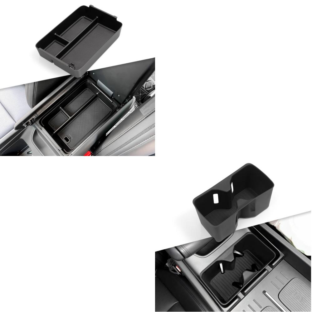 For Hyundai Santa Fe 2024 2025 Storage Box Cup Holder Anti Dirt Pad Car Interior Accessories Organizer Tidying Black