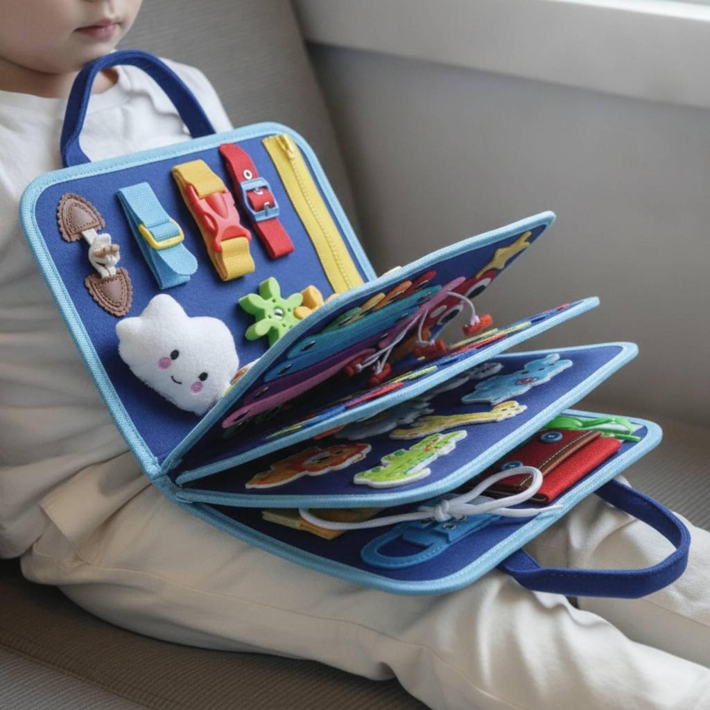 Soft Felt Learning Busy Board | Fine Motor Skills Development, Portable unfolds Design Style 1