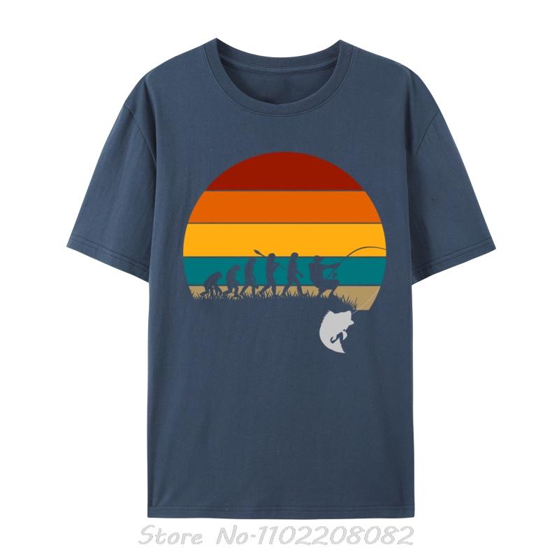 

Retro Funny Fishing Evolution Cotton Fabric TShirt For Students Unique Tops T Shirt Unisex Clothing Company Ostern Day Tshirt S