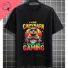 Funny Gamer Capybara Graphic Tshirt Cool Black Casual Tee With Fashion Glasses  Video Game Controller Design For All Seasons