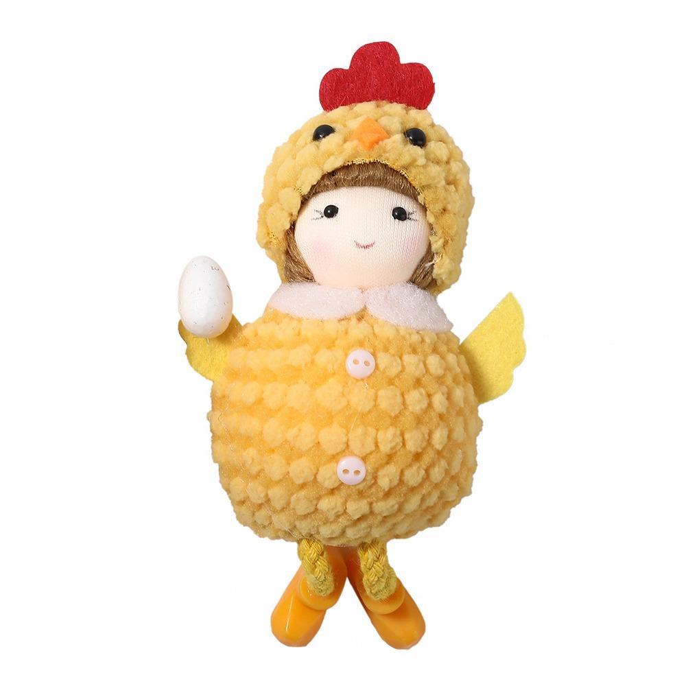 

Creative Cartoon Chiken Easter Dolls Hanging Ornaments with Eggs Yellow Hanging Scene Model Easter Chicken Gift