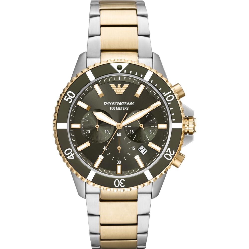 

Emporio Armani Diver Green Bicolor Men s Quartz Chronograph with Date AR11361 зелёный