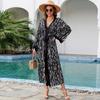 Cotton print resort beach jacket sunscreen cardigan long bikini top swimsuit blouse