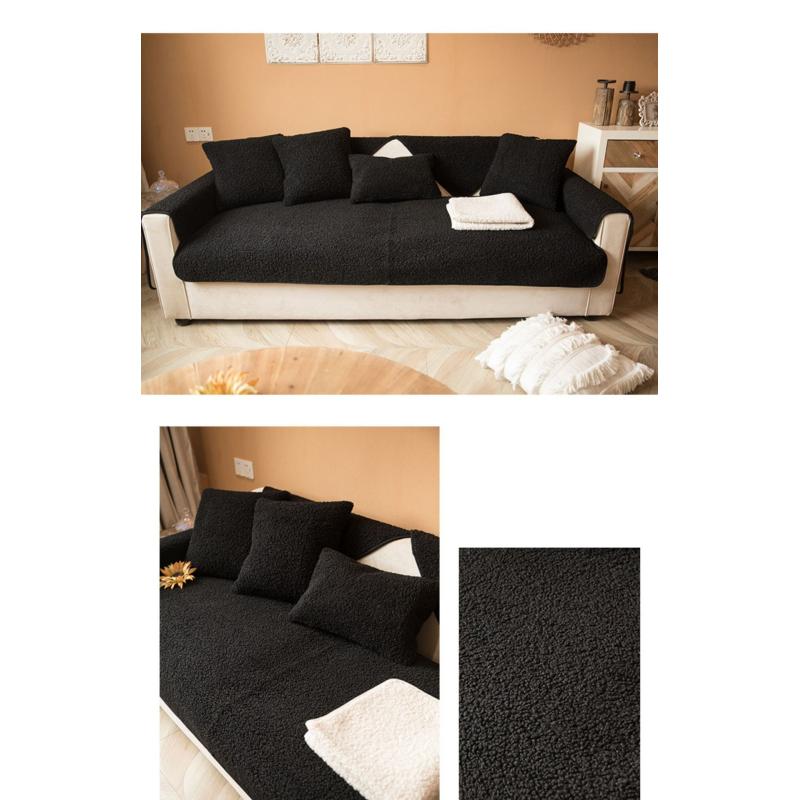 Winter Lamb's Wool Sofa Cushion Non-slip Scandinavian Simple Cushion Four Seasons General Thickening Fabric Plush Sofa Cover