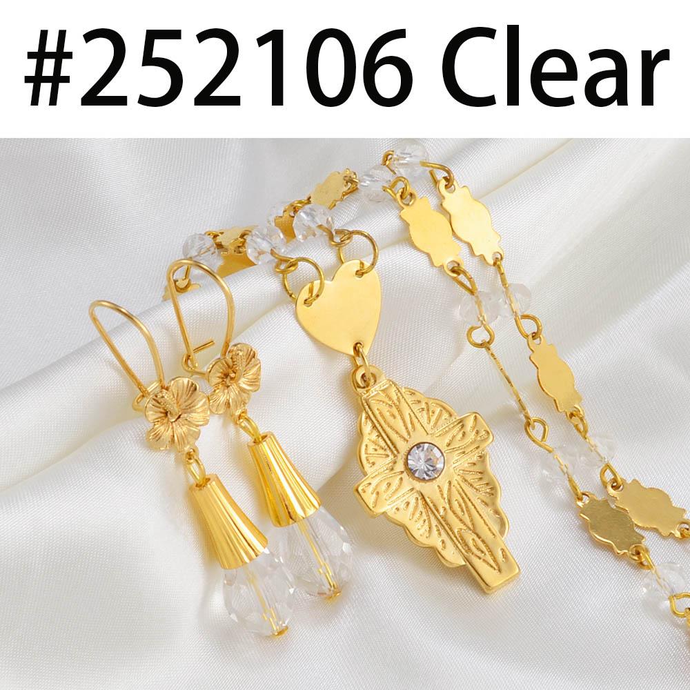 Hawaiian Cross Jewelry Sets Flower Pendant Necklaces Earrings Crystal Beads Ball Chains Guam Micronesia Chuuk #252106