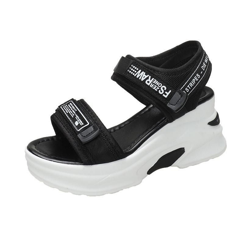 2025 Summer Women's Lightweight Velcro Wedge Sandals – Comfortable Thick-Soled, Flat Bottom Casual Beach Footwear for Students