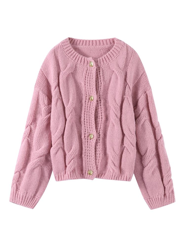 

Женский свитер с круглым вырезом Женский кардиган крупной вязки Теплый вязаный топ Куртка Цвет пасты из фасоли Розовый свитер Серо-зеленый свитер Осень и Зима L лаванда розовый