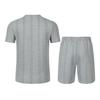 Men's European Solid Color Jacquard Summer Casual Round Neck Short Sleeve T-shirt & Shorts Set