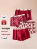 4-Pack Antibacterial Pure Cotton Zodiac Boxer Briefs for Boys - Wine Red Lucky Set