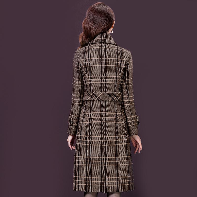 Palton tartan de toamna si iarna de dama