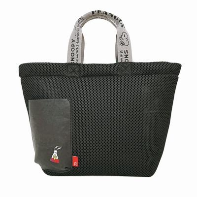 Snoopy Tote Mesh 8433 Women's Bag, Small, Material, Lightweight, IP.Deli.Wafer.Peanuts-0K (03 Black)