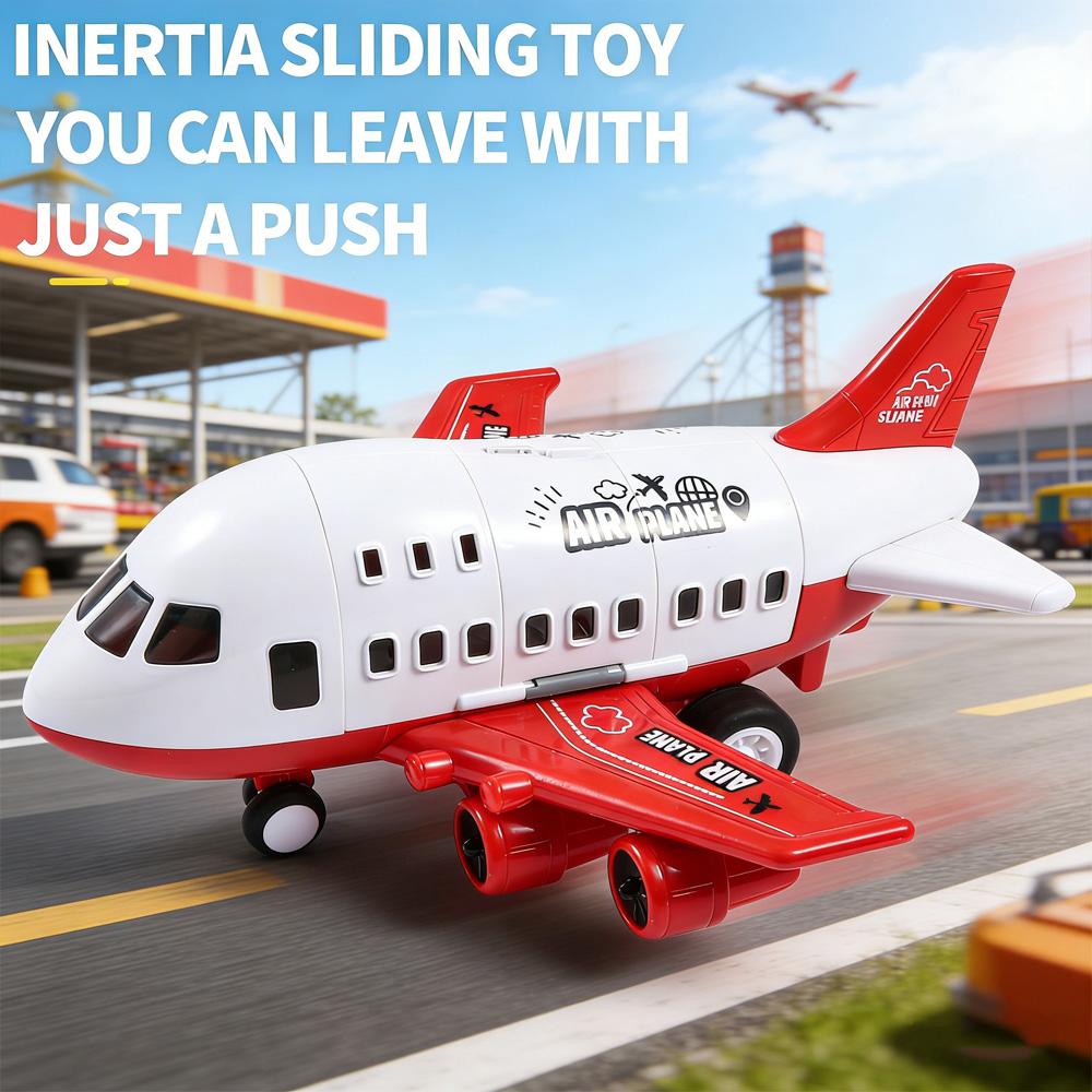 Kids Airplane Toy Set Large Airliner Model with 6 Toy Cars Storage Inertia Airplane Color Box