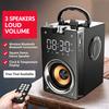 3D Surround Bas Taşınabilir Bluetooth Hoparlör, FM Radyolu ve Uzaktan Kumandalı Çok Fonksiyonlu Çalar Saat Kablosuz Boombox