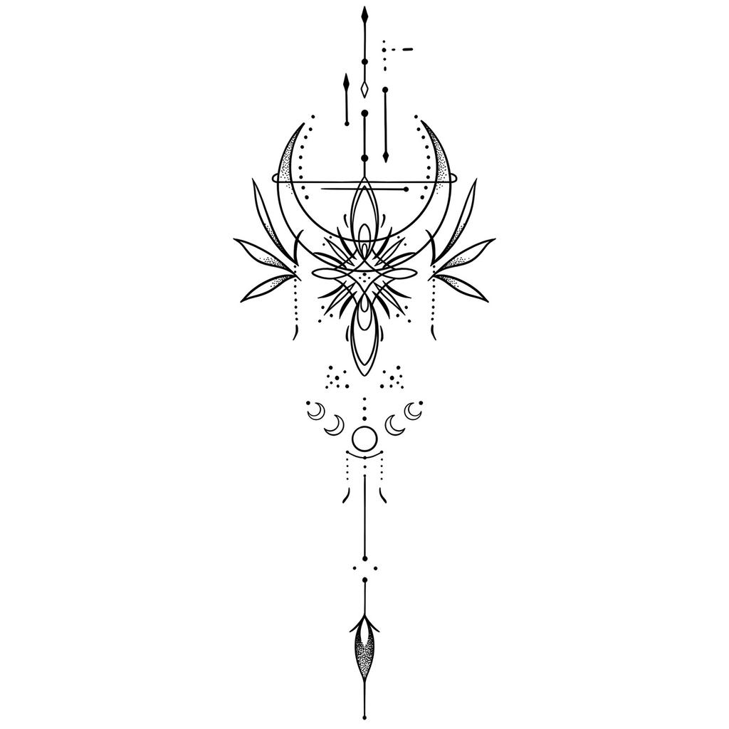 Advanced Sense Domineering Personality Thorn Totem Ribbon Sun Moon Stars Flower Lines Tattoo Sticker