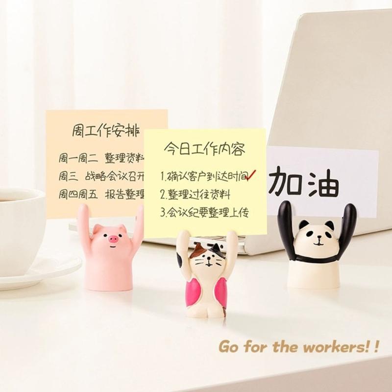 Raising Hand Animal Photo Holder Table Number Holders Microlandscape Ornament Memo Photo Holder Dollhouses Accessories