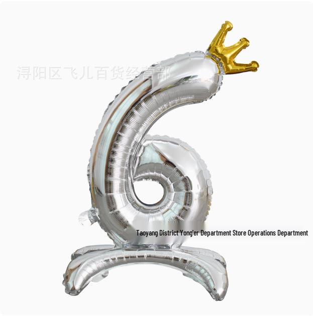 32-Inch Ins Style Digital Standing Crown Base Foil Balloon for Children's First Birthday