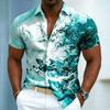 Men's Ink Swirl Art Short Sleeve Shirt, Casual Abstract Fluid Pattern Button Down for Spring & Summer