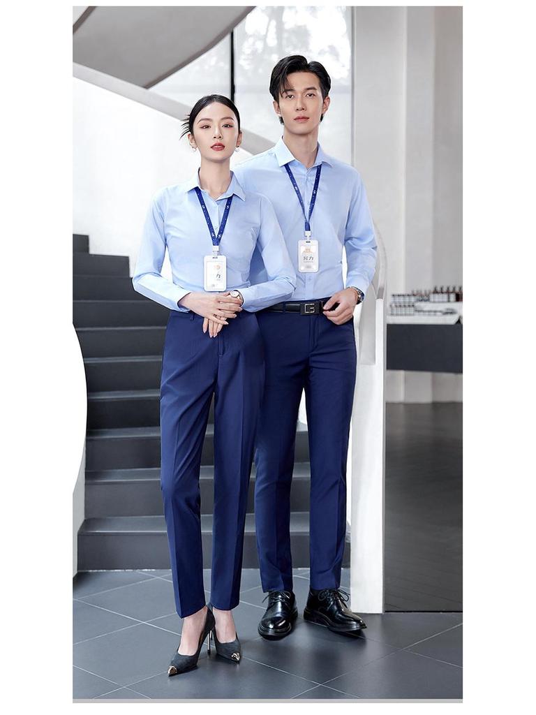 Unisex Professional Long Sleeve Silk Modal Shirt with Logo for Property Management Workwear