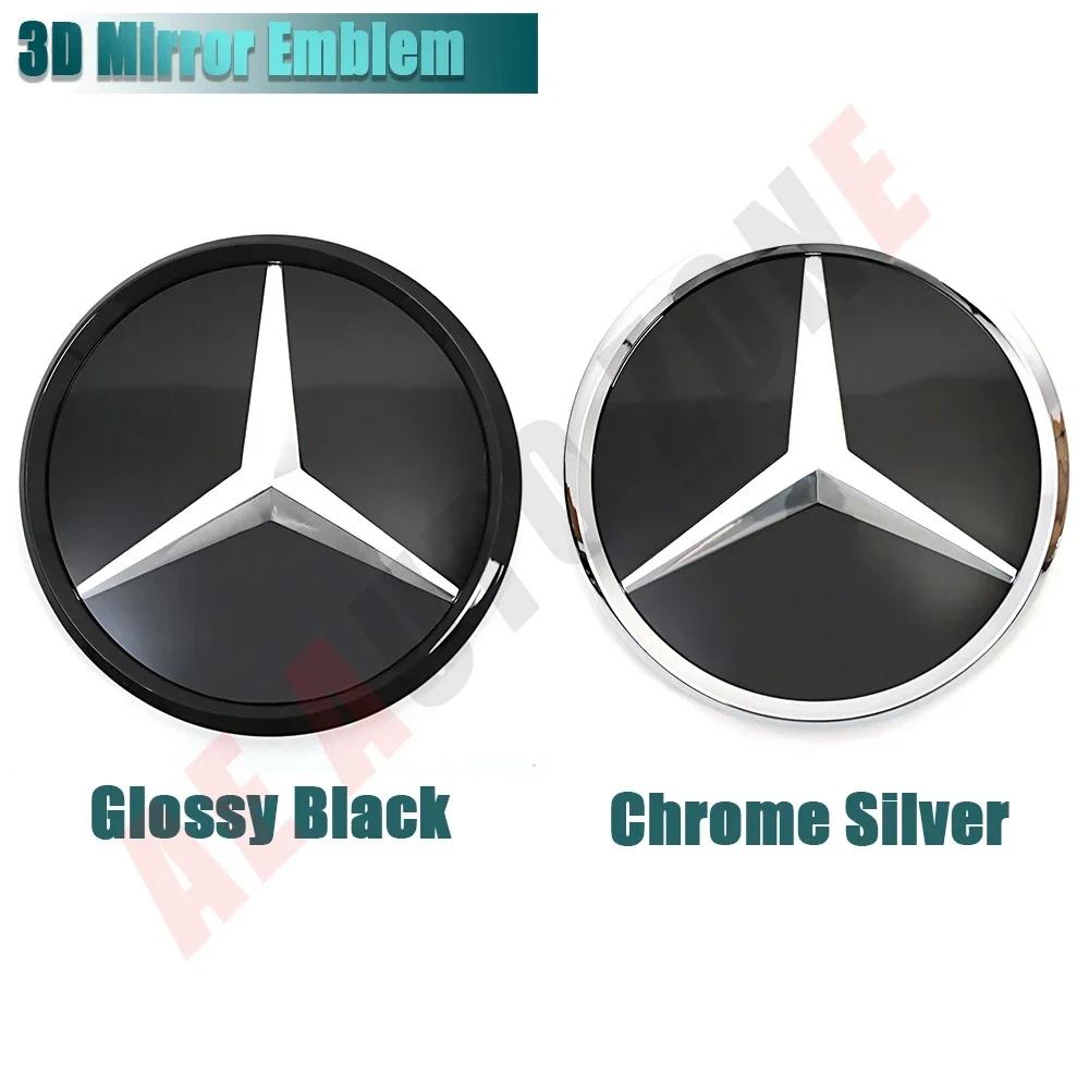 Car Sticker For Mercedes Benz Silver Border 3D Mirror Emblem For Mercedes Benz A W176 B W246 C W205 Class Matte Black OE Style F