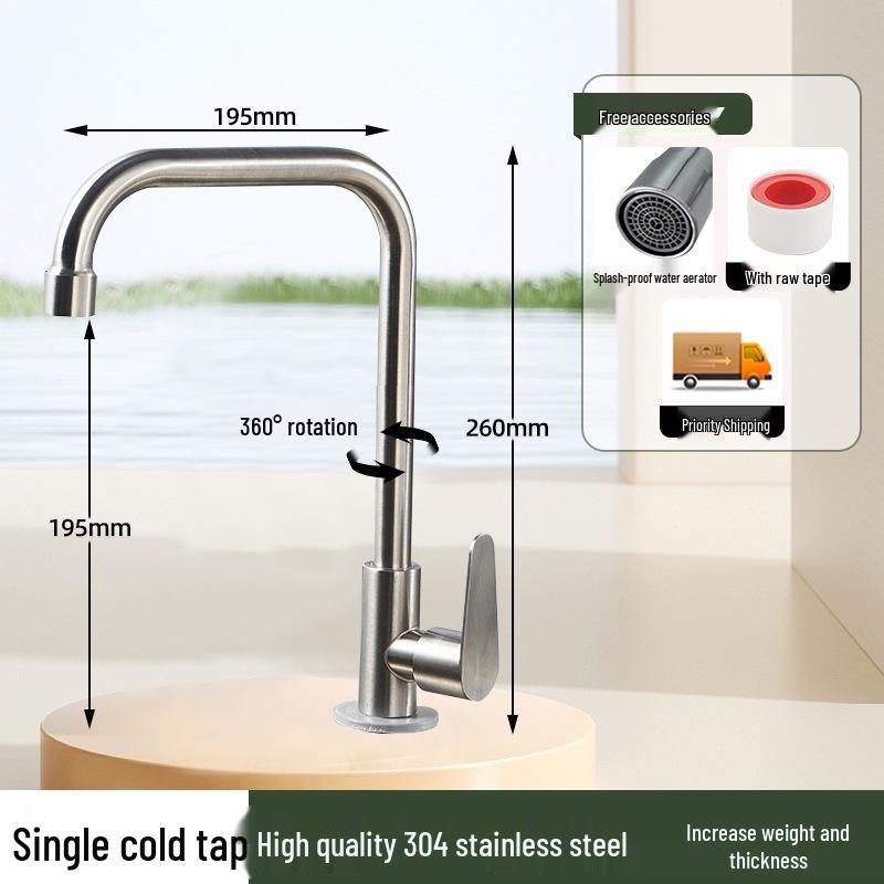 Stainless Steel Anti-Splash Hot & Cold Kitchen Faucet for Vegetable Sink & Washbasin