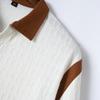 Sommar Slim Fit Pikétröja Herr Våffeljacquard Färgmatchande Krage Herr Kortärmad